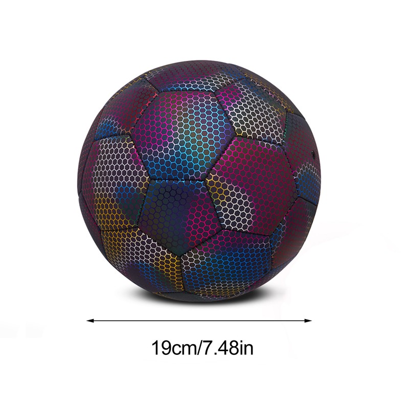 Reflective Football PU Glowing Sports Soccer Ball with Pump for