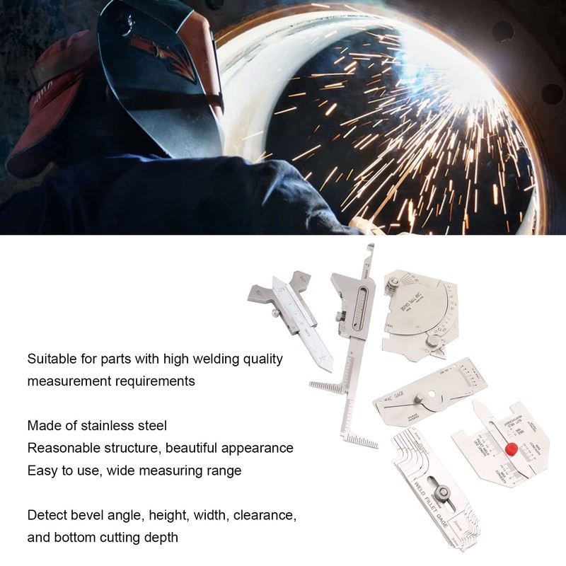 6Pcs Weld Gauge Set Depth Gauges Welding Inspection Test Angle