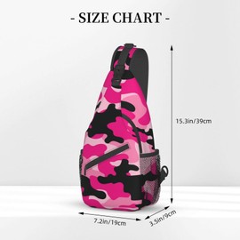 VOOHDDY - Bolso bandolera para mujeres y hombres, mochila de viaje, senderismo, bandolera para el pecho, informal, para deporte, Camuflaje Pink Black Camo, Una talla, Casual