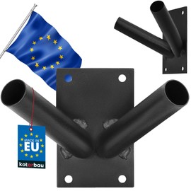 KOTARBAU® Flag Holder 2-Way Screwing Flagpole Holder Flag Pole Flag Pole Holder Flag Pole Holder Handle Wall Mount Flag Wall Holder 70 x 110 mm