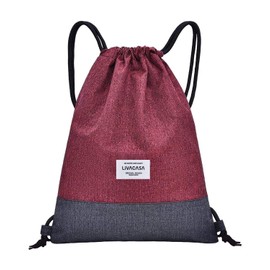 LIVACASA Gym Sack Drawstring Bag with Inside Zipper Pocket Sports Travel Bag Water Repellency Light Backpack for Men Women