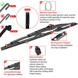 32 Inch Wiper Blade Pair for RV or Motorhome with 1PCS Rubber Regroove Tool Trimmer Restorer large 12mm J Hook (2Pcs)