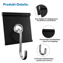 EFEALL Set of 12 Piping Strip Hooks 5/6 mm and 7/8 mm, RV Awning Hooks for Piping Rail Accessories for Motorhome, Caravan, Camping Tent, Indoor and Outdoor Decoration