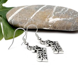 CAT PERSON Earrings, Cute Kitty Paw Print Charm Beads on Nickel Free Silver Tone Hooks : 39mm long, Animal Jewellery, Pet Owner, Funny Kitten Lover Gift, Cat Drop Earrings