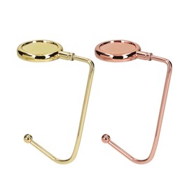kwmobile 2 x Table Handbag Holder Hook - Non-Slip Bag Hook Holder Handbags - Bag Hanger Holder in Gold Copper