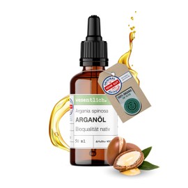 wesentlich. Organic Argan Oil 50 ml with Pipette, Cold Pressed Care Oil for Hair, Skin and Face, High-Quality Natural Cosmetics from Morocco