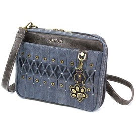 Chala Origami Xbody Crossbody Bag w/Metal Keychain - Paw Blue