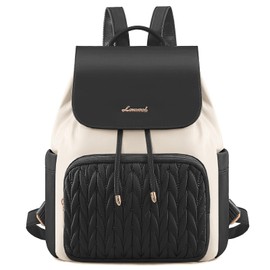 LOVEVOOK Women's Fashion Backpacks Small Rucksack Bag for Ladies Waterproof Handbag Shoulder Bags for Girls Anti-theft Mini Casual Back Packs for School Work Travel, Black Beige