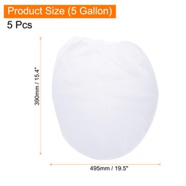 sourcing map Paint Strainer Bags 5 Gallon 15.4"x19.5" Fine Mesh Reusable Polyester Strainer with Elastic Opening for Painting, Aquarium, Lab, Agricultural, Industrial, 5Pcs