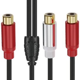 Tunghey 2Pack RCA Splitter Cable, 1 Female to 2 Female Stereo Audio Subwoofer Y Adapter, Bi-Directional 0.3M