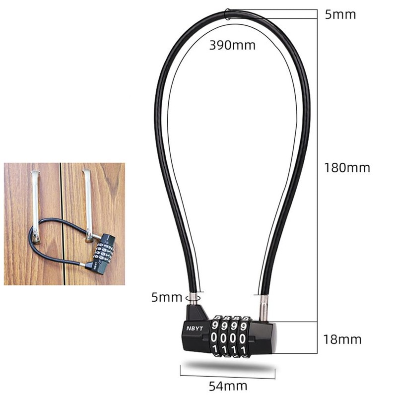 YAVINCOL Wire Lock, Padlock, 4 Digit Variable Dial Lock, PIN
