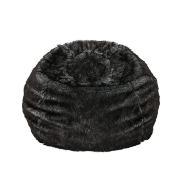 Christopher Knight Home Laraine Furry Glam Black and White Streak Faux Fur 3 Ft. Bean Bag,Black/White
