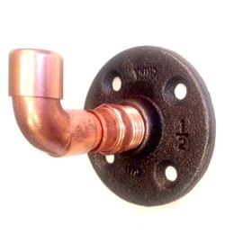 Industrial Copper Pipe Wall Hook and/or Curtain tie Back