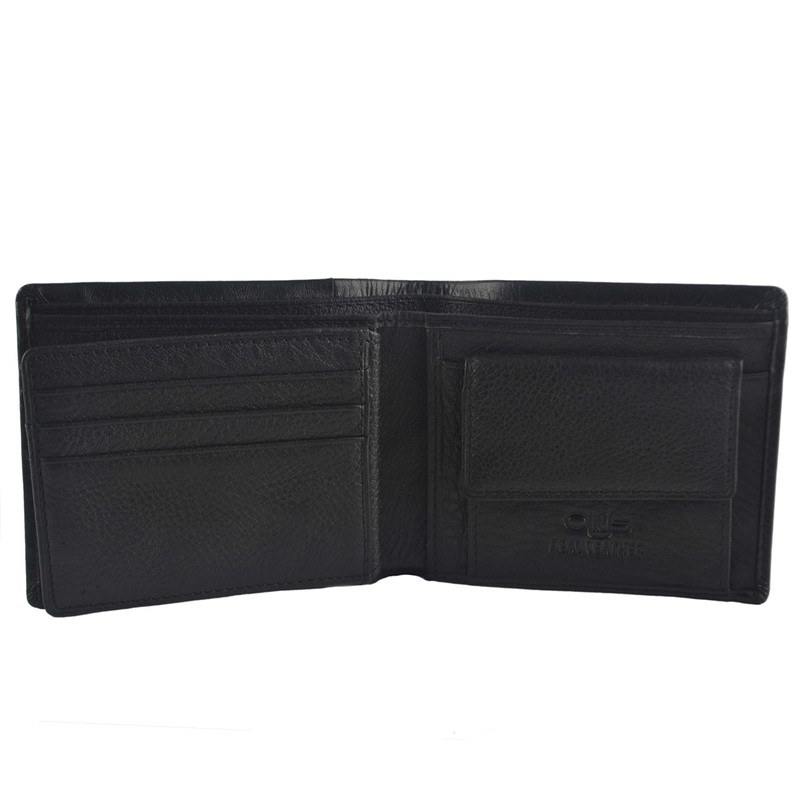 Mens Fine Grain Leather Bi-Fold Wallet by OLLY's; Jack Collection