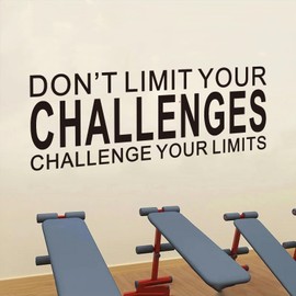 Inspirational Quotes Wall Decals for Gym: Motivational Vinyl Art Wall Stickers for Office Garage Classroom School - Don't Limit Your Challenges Challenge Your Limits 32" X 12.5"