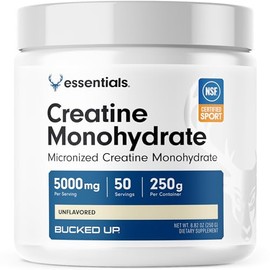 Bucked Up - Monohidrato de creatina micronizada pura para mujeres y hombres - Fácil de mezclar y sin sabor - 5 g por porción - 50 porciones - 250 gram