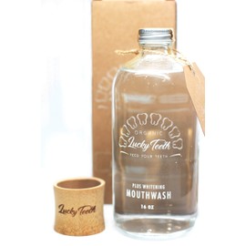 Organic MouthaWash - Plus WHITENING + Remineralizing Toothpaste Pack- Whitens, Refreshes. Food Grade Peroxide + Essential Oils. Vegan and Cruelty Free. Glass Jar (16 oz) (Regular, 2 oz)