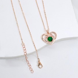 AILUOR Love Heart Necklaces for Women, Infinite Heart Birthstone Pendant Necklace, Anniversary Birthday Gifts for Wife Mom, Rose Gold Plated Necklace for Valentine's Mothers Day (Rose Gold-05-May)