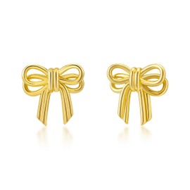 PHNIBIRD Bow earrings 925 Sterling Silver Cubic Zirconia Double Bowknot Studs Jewelry Gift for Valentine's Day Holiday Wedding