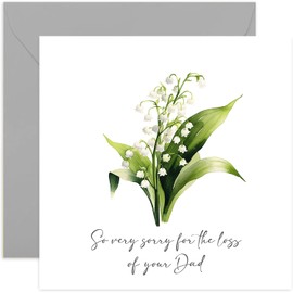 Old English Co. Sorry For Loss of Your Dad Card for Friends - Floral Watercolour Lilies of Valley Flower Condolences Greeting Card - Sypmathy, Sorry For Your Loss Greeting Card | Blank Inside