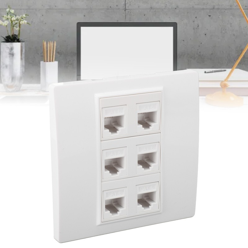 6 Port Cat 6 Ethernet Wall Plate Removable Female to