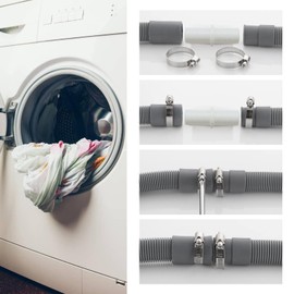 ECSiNG 2PCS Washing Machine Drain Hose Connectors Plastic Hose Extension Adapter with 4PCS Hose Clamps for Washing Machine Dishwasher Water Pipe