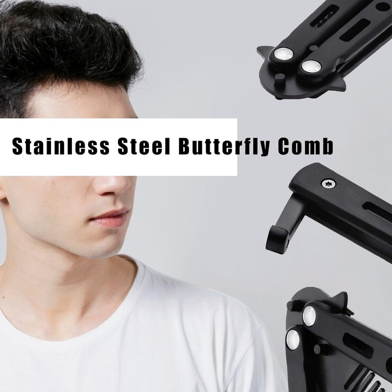 Stainless Steel Butterfly Comb – Foldable Training Hair & Beard
