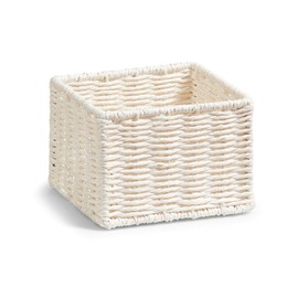 Zeller 18097 Storage Baskets 16 x 16 x 11 cm Set of 2 Paper Wicker, White, 16x16x11 cm