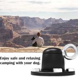 Dog Tie Out Stake Anchor, 360° Swivel Dog Tie Out Cable Runner for Yard Camping (Black)