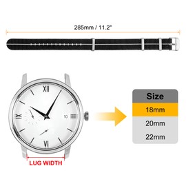 sourcing map Elastic Nylon Watch Band 20mm One-Piece French Watch Strap Waterproof Replacement Wristwatch Strap with Silver Buckle for Men Women, Black/White