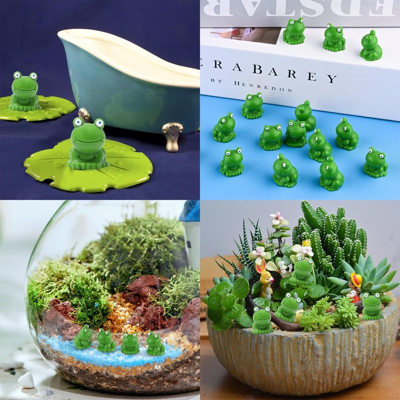 Vexquivera 50 Piece Mini Resin Frog Statues Tiny Frogs Mini