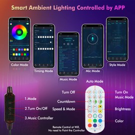 2PCS Smart LED Light Bars,Bluetooth Smart Ambient Lighting TV with 16 Million Colors,RGB Gaming Light with APP Remote Control,Sync to Music Rainbow RGB Light Bars for TV,PC,Party,Car,Movies,Room