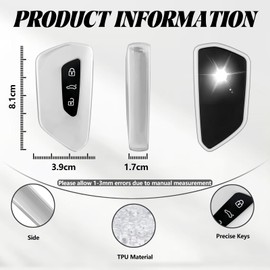 TOOMUME Key Case TPU Glossy Car Key Cover Fits VW Volkswagen Cupra Formentor Born Golf 8 Seat Leon MK4 Ibiza Ateca Skoda Kodiaq Fabia Enyaq Octavia