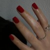 Uñas Postizas Cortas Cuadradas Rojas Mate, Uñas de Gel, Uñas
