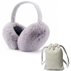 ZOCONE Ear Muffs Women Fluffy Ear Warmers, Soft Winter Earmuffs Ear Covers for Cold Weather Foldable Ear Muffs for Women Girls Men, Windproof Plush Earmuffs for Winter Outdoor (Grey)
