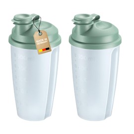 Westmark 2 bicchieri per mescolare e agitare con scala graduata – Pratico shaker con disco di miscelazione rimovibile e beccuccio richiudibile, 0,5 l, plastica senza BPA, 243522EM