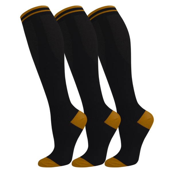 Paquete de 3 calcetines de compresión de cobre, calcetines de compresión para mujeres y hombres, lo mejor para médicos, correr, atletismo