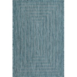 Adiva Rugs Outdoor Indoor Area Rug, Weather Resistant, Easy to Clean, Stain Resistant Floor Mat for Dining Room, Backyard, Deck, Patio (Aqua Weiss, 2' x 3')