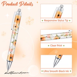 Tinlade 10 Pieces Christian Pens for Women Religious Ink Pens Inspirational Quotes Pens Bible Verse Ballpoint Pens Funny Office Pens Retractable Ink Pens for Women Men Coworker (Flower)