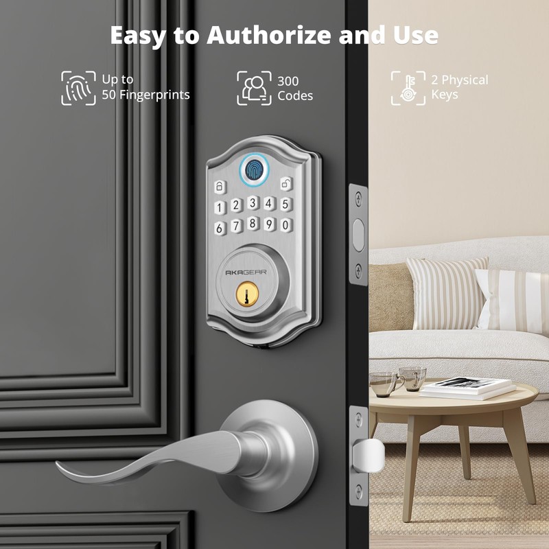 AkaGear DS10 Keyless Entry Door Lock with 2 Lever Handle,