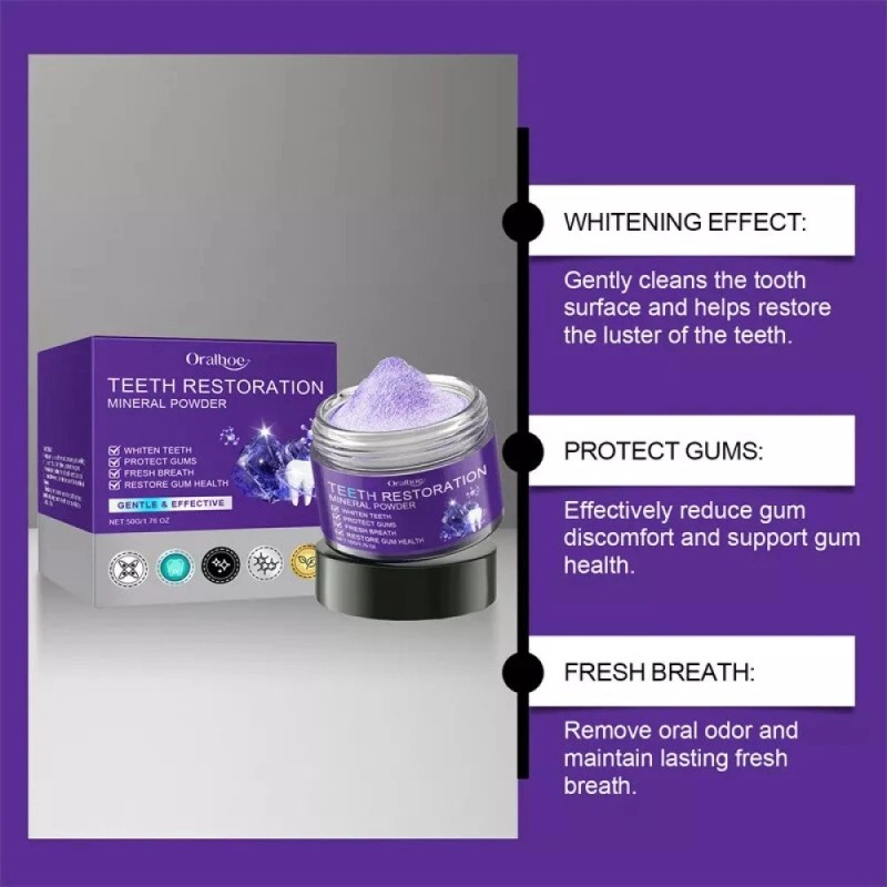 Oralhoe Teeth Whitening Mineral Powder for Tooth Restoration Teeth Whitening