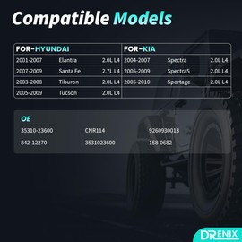 Fuel Injectors Fits for-Hyundai Elantra 2001-2007 Santa Fe 2007-2009 Tiburon Tucson For-Kia Spectra Spectra5 for-Sportage 2.0L L4 35310-23600 842-12270 CNR114