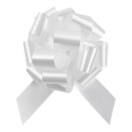 Restaurantware Gift Tek 5.5 Inch Ribbon Pull Bows 1000 Satin Pull Bows - 20 Loops Instant Pull Design White Plastic Flower Bows For Gifts Large For Wedding Baskets And Gift Wrapping