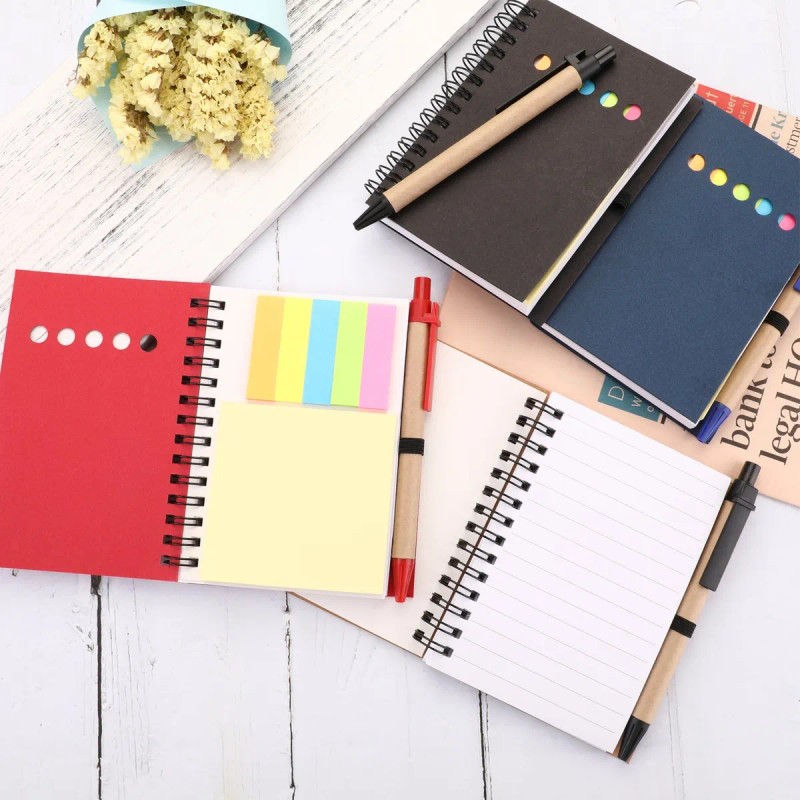 Libreta De Notas Ecológica Con Marcador Nota Adhesiva 15 Pzs