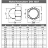 M6 (100 pieces) Acorn Nuts High Shape - Stainless Steel