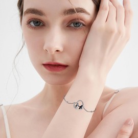 URONE Sterling Silver Penguin Bracelet Penguin Heart Animal Pendant Penguin Jewelry Gifts for Women Girls, Sterling Silver, Not known.