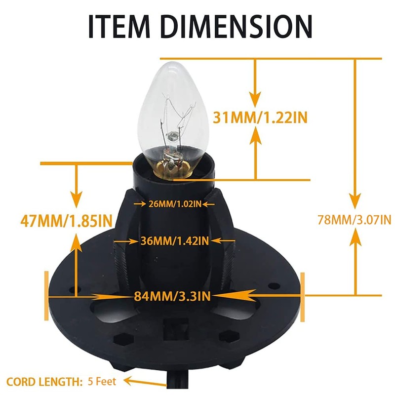 OHLGT 2-Pack Salt Lamp Cord Replacement with Dimmer Switch 5