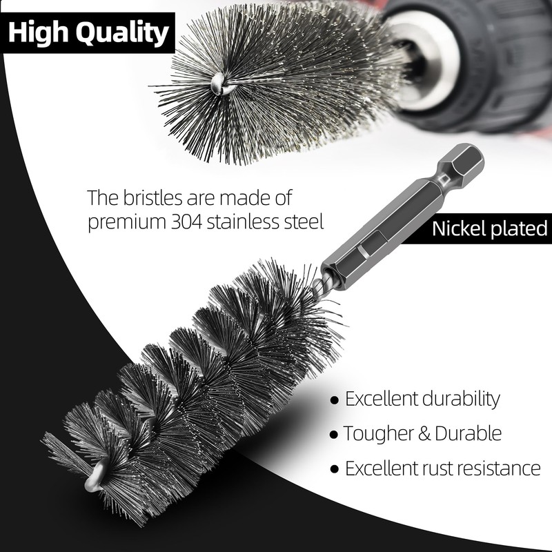 ASNOMY 8Pcs Wire Bore Brush for Drill,5/16"-3/4” Stainless Steel Copper