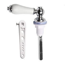 Lokatall Ceramic Toilet Flush Handle, Chrome Replacement Toilet Tank Handle Universal Fit Toilet Cistern Handle Cistern Lever Flush Handle Toilet WC Lavatory Flush, Adjustable Arm (3/8 Interface)