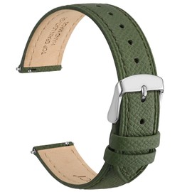 WOCCI 20mm Grace Leather Watch Strap for Ladies, Top Grain Leather, Quick Release Replacement Band with Silver Buckle (Reseda Green)